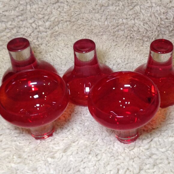 VINTAGE 5 Amber MCM Fiery Red Martini Glasses; Hand Blown, Quality, Unique, Chic - Picture 4 of 7